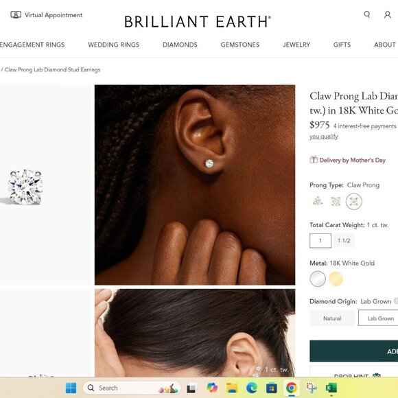 Moissanite 1 CT Round Perfect Stud Earrings Claw Prong 925 Sterling Silver NWT - Picture 4 of 10